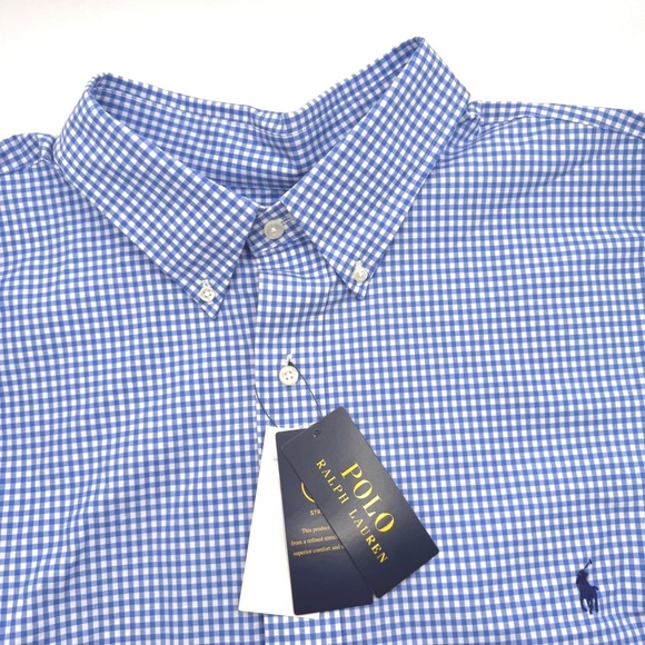 Polo Ralph Lauren Mens 3XLT Blue Gingham‎ Checkered Button Down Shirt New